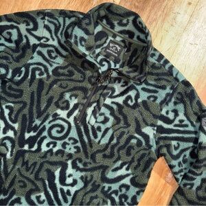 Billabong Adventure Division Pullover Fleece Women's Med M/M Green Geo Swirls